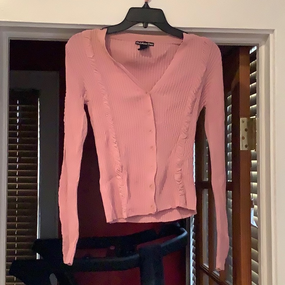 Pink Button-Up Sweater
